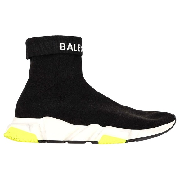 Balenciaga Speed Sneaker Cuffed 'Black and Yellow' - Picture 1 of 8